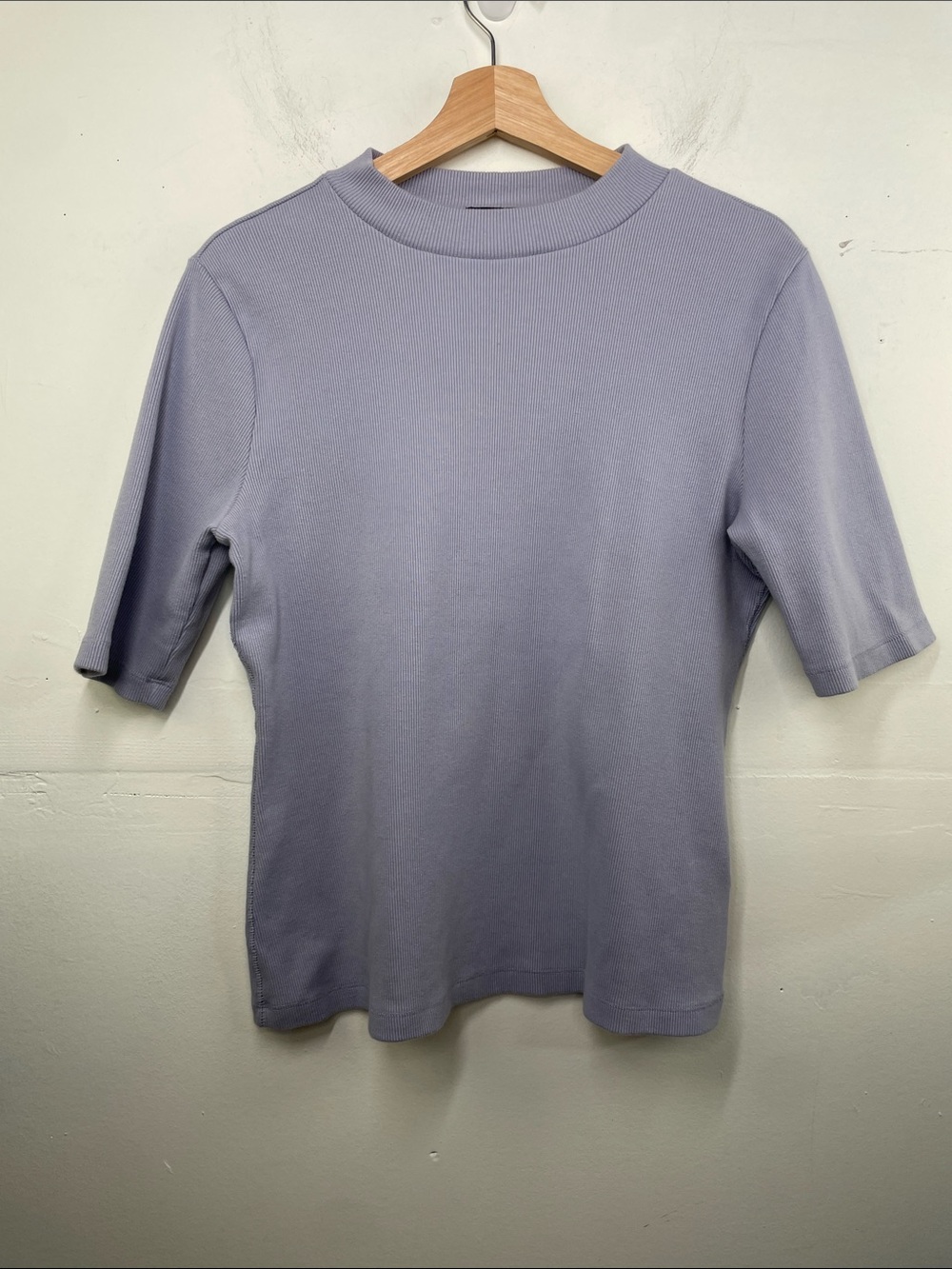 Maeve x Anthropologie Short Sleeve Ribbed Mock Neck Tee Purple Sz Large
